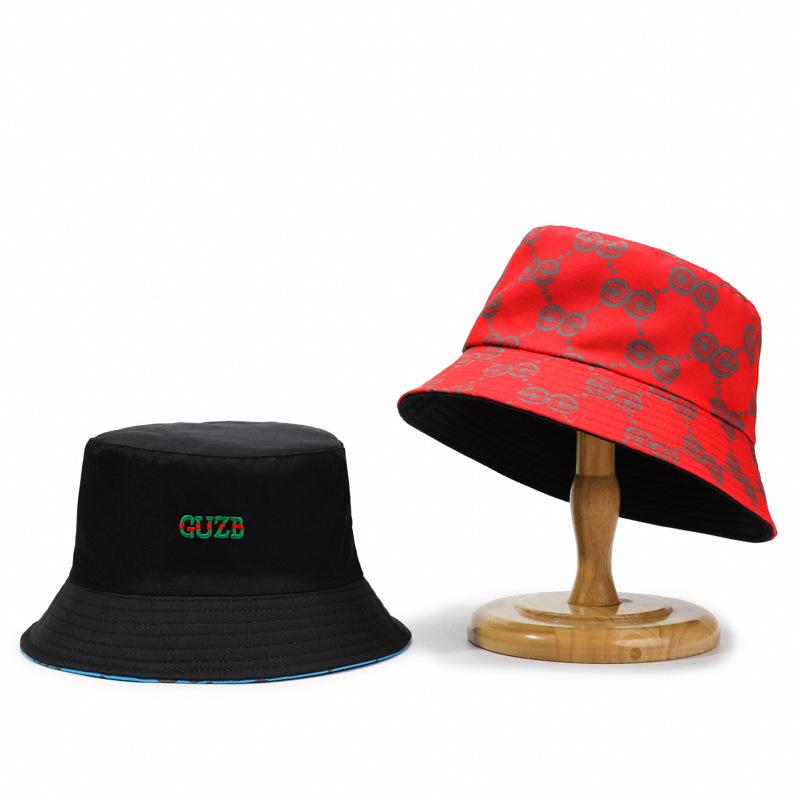 New trendy brand bucket hat trendy men and women new fashion pot hat personalized color double-sided outdoor sun hat