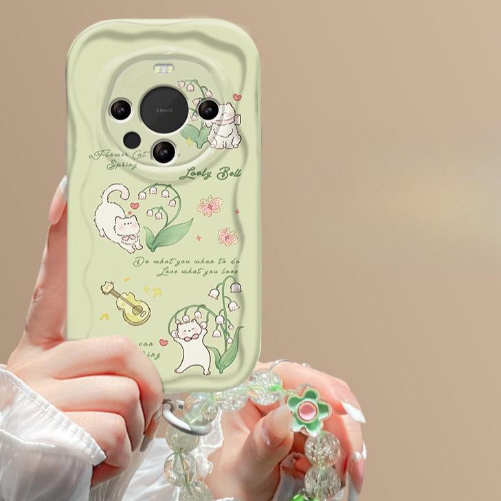 

Браслет с изображением кошки «Ландыш» подходит для мобильного телефона Huawei Mate60pro, чехол Vivos18, прозрачный, Opporeno11, Xiaomi Redmi Note 9 Pro