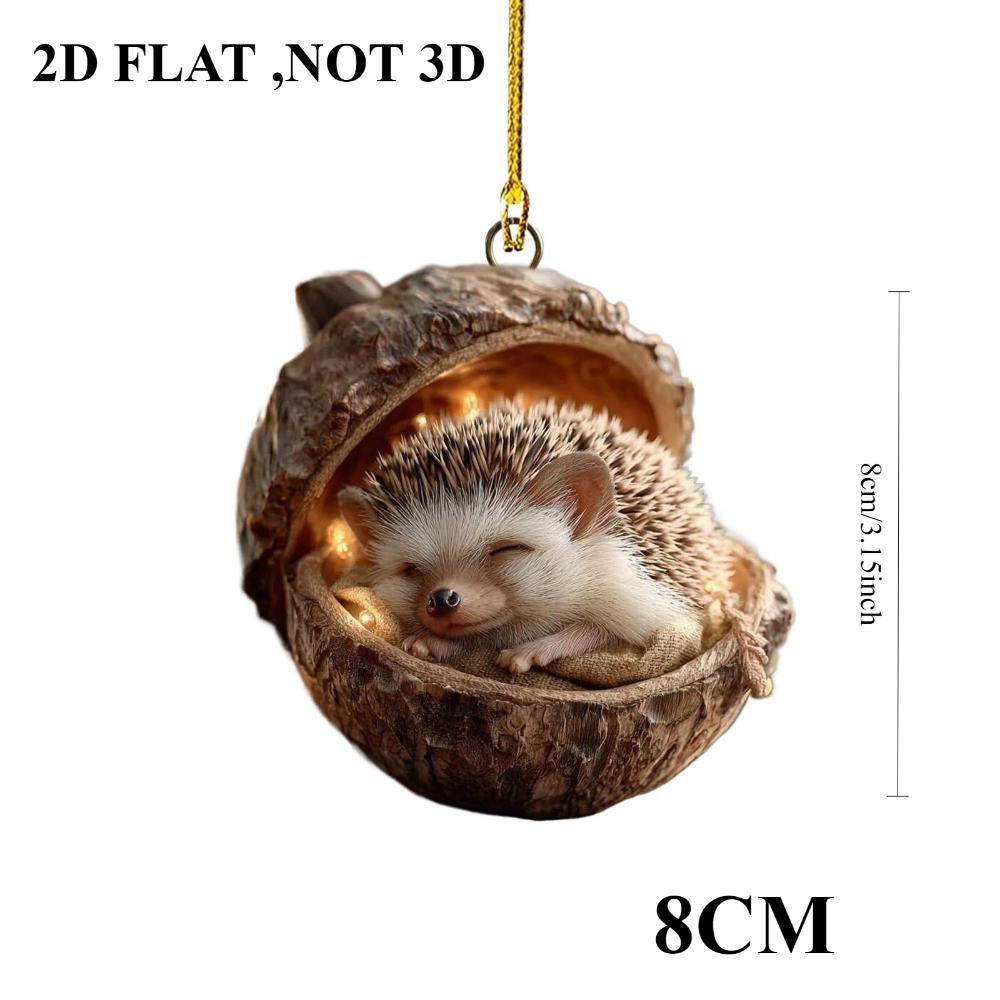 New Chestnut Squirrel Hedgehog Christmas Ornament Christmas Tree Pendant 2D Flat Print Acrylic Pendant