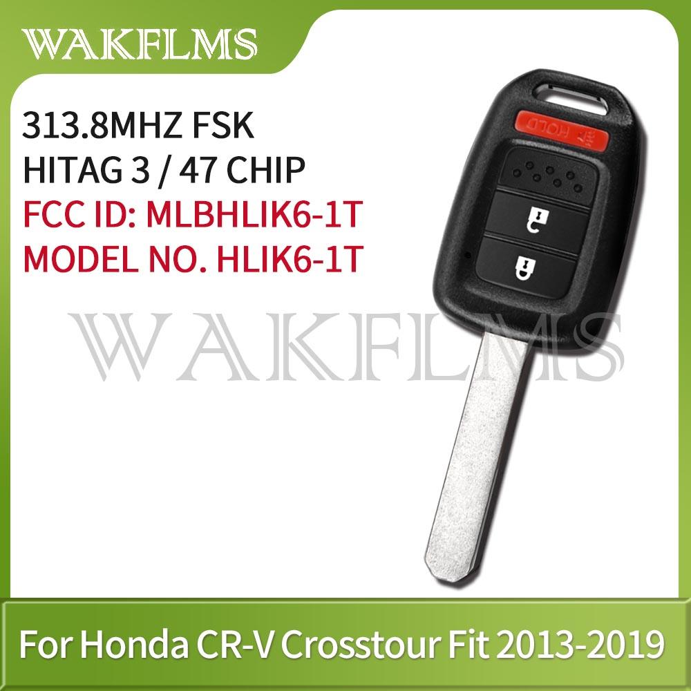 For Honda Accord Sport Accord LX Civic CR-V HR-V 2013-2017 Remote Car Key 313.8MHZ PCF7961 Chip MLBHLIK6-1T