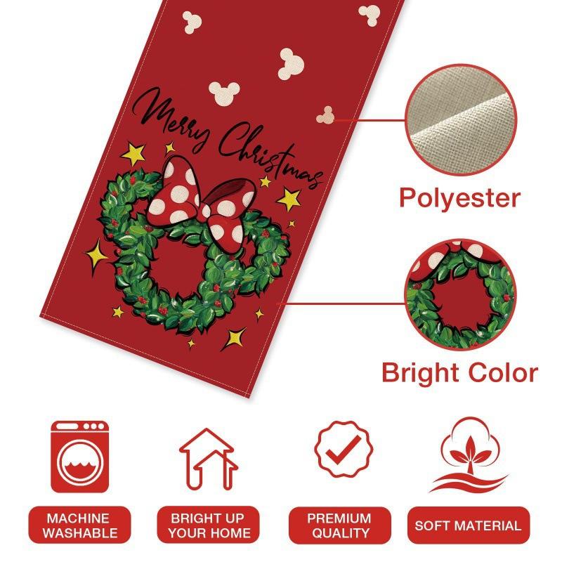 Festive Christmas Table Runner & Placemats Set - Cute Cartoon Print Heat-Resistant Coasters for Party Decor