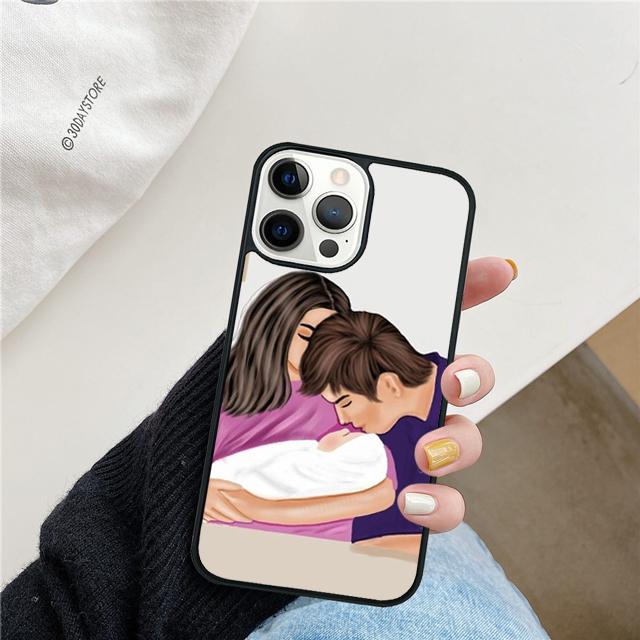 Mom Dad Baby Family Coque Shell For iPhone 17 Air 15 16 14 13 12 Pro Max 11 Pro Max Plus Phone Case Cover