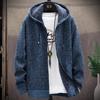 Herbst und Winter Herren Wolljacke Plüsch Verdickte Klassische Vintage Strickjacke Hoodie Lässige Lose Oberteile