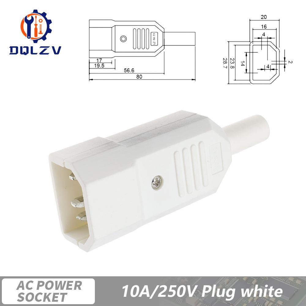 Inlet Plug Pin Connector 3 Pin IEC320 C14 Electrical Socket LED 250V Rocker Switch Brass 10A Fuse Computer Mount Accessories