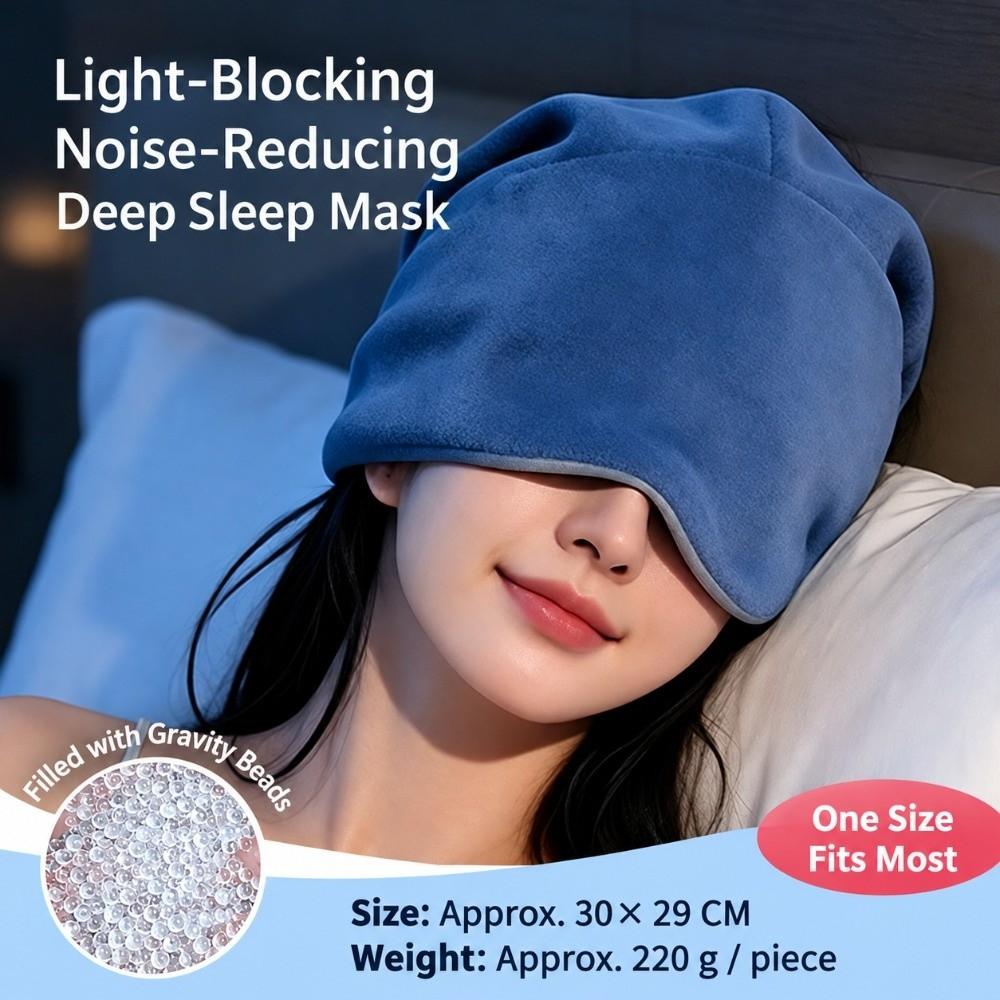Zweiseitige Schlafhaube mit Augenmaske 2 in 1 Beschwerte Augenmasken-Haube Schlafzimmer Schlafen blau