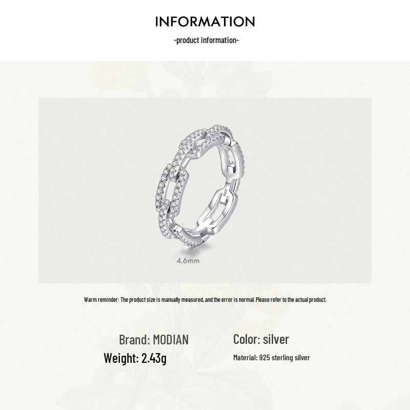 Modian S925 Sterling Silver Geometric Diamond Ring - Simple Fashion, Hollow Design, Trending Jewelry