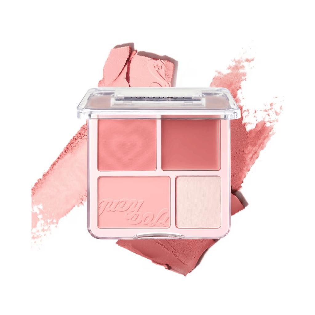 Judydoll 4 Color Blush & Highlight Palette #02 Soft Peach 9 g - ciepła paleta róży i rozświetlaczy