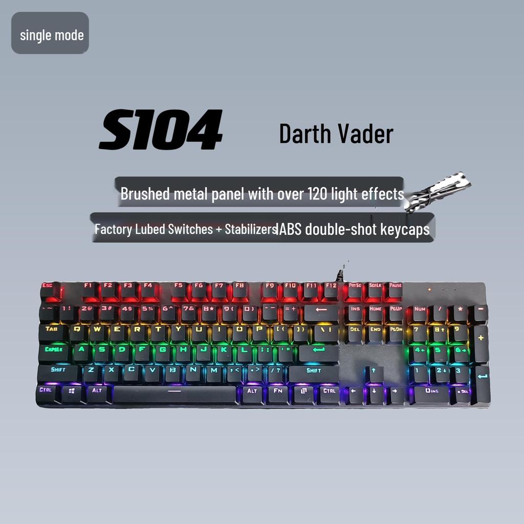 S104 Hot-Swappable Wired Mechanical Keyboard - Blue/Brown Switch, Perfect for Men & Women Gamers