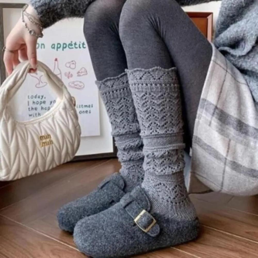 Women s Autumn/Winter Loose Fit Knit Long Leg Warmers beige