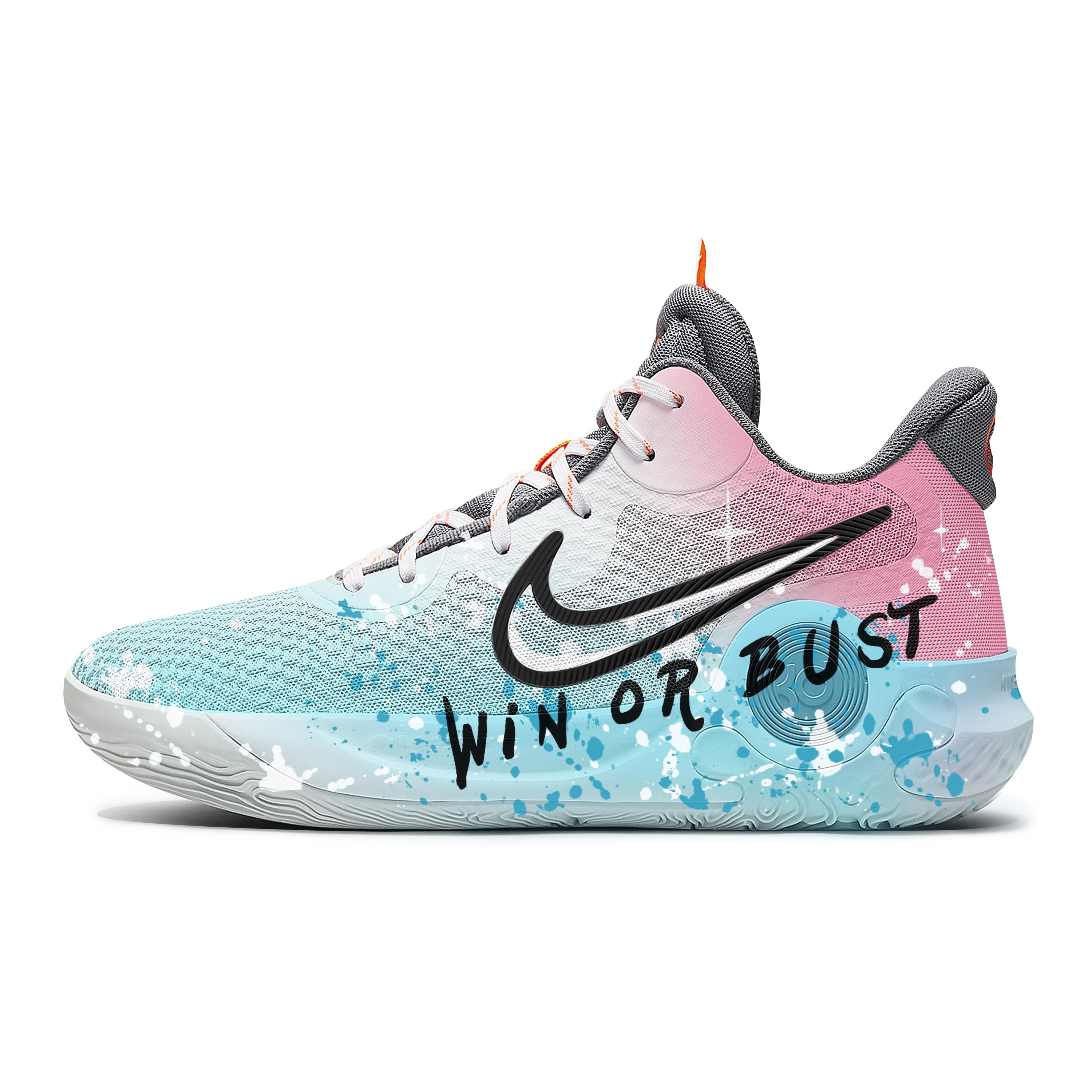 

Nike KD Trey 5 IX Basketball Shoes Unisex Mid Top Blue/Pink/Black/White/Gray CW3402-011(Team683-) 44.5