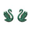 Swan Rose Gold Plated Earrings Women Earrings Green 5650063