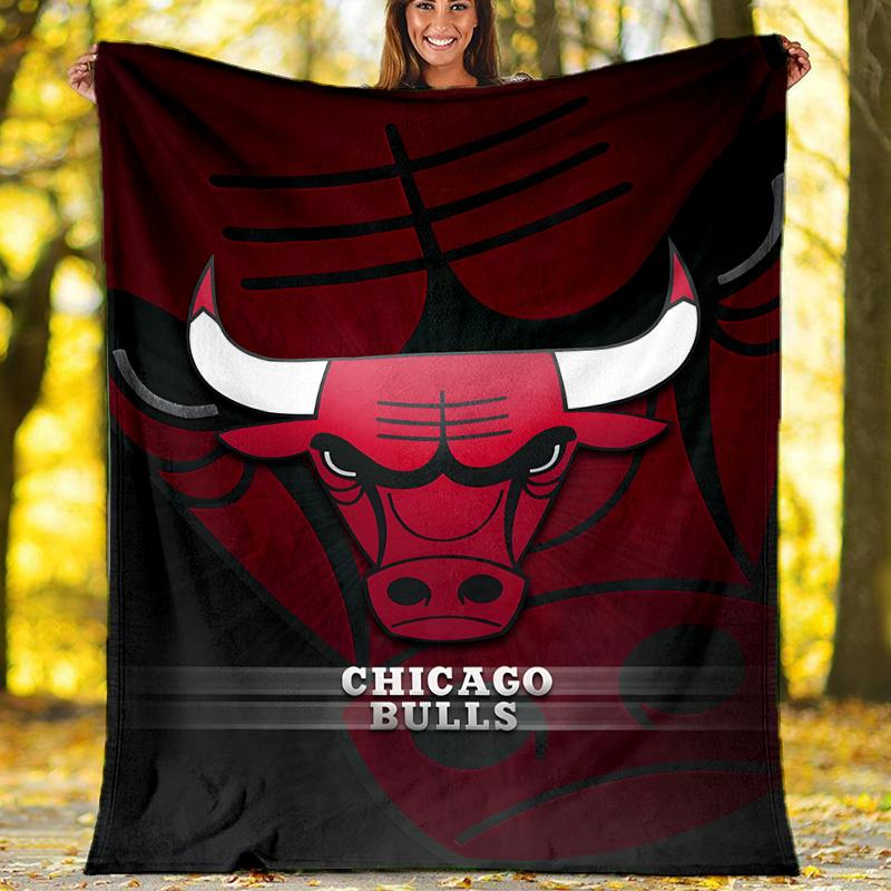 1pc Chicago Bulls Theme Blanket - Digital Print, Polyester, Cozy for All Seasons, Perfect for Outdoor, and Travel