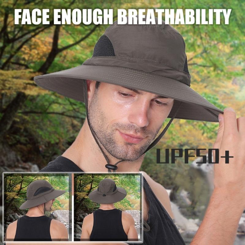 Unisex Outdoor Double Purpose Cap Large Brim Hat Sun Hat Visors Mesh Wide Brim Hat Fisherman Safaris Cap with Neck Flap