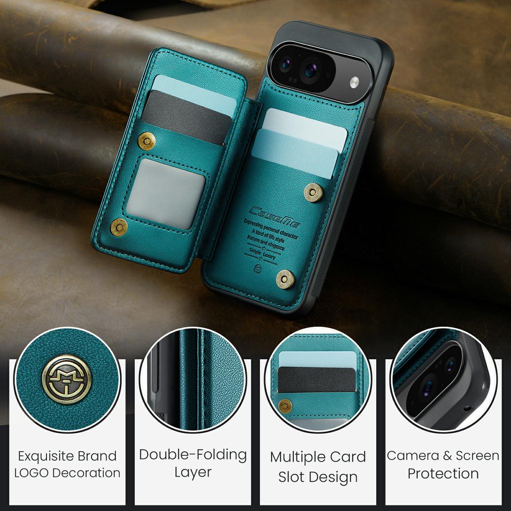 For Google Pixel 10 Pro/10/9 Pro/9 Phone Case CASEME C22 Leather Back Cover with RFID Blocking Card Slots