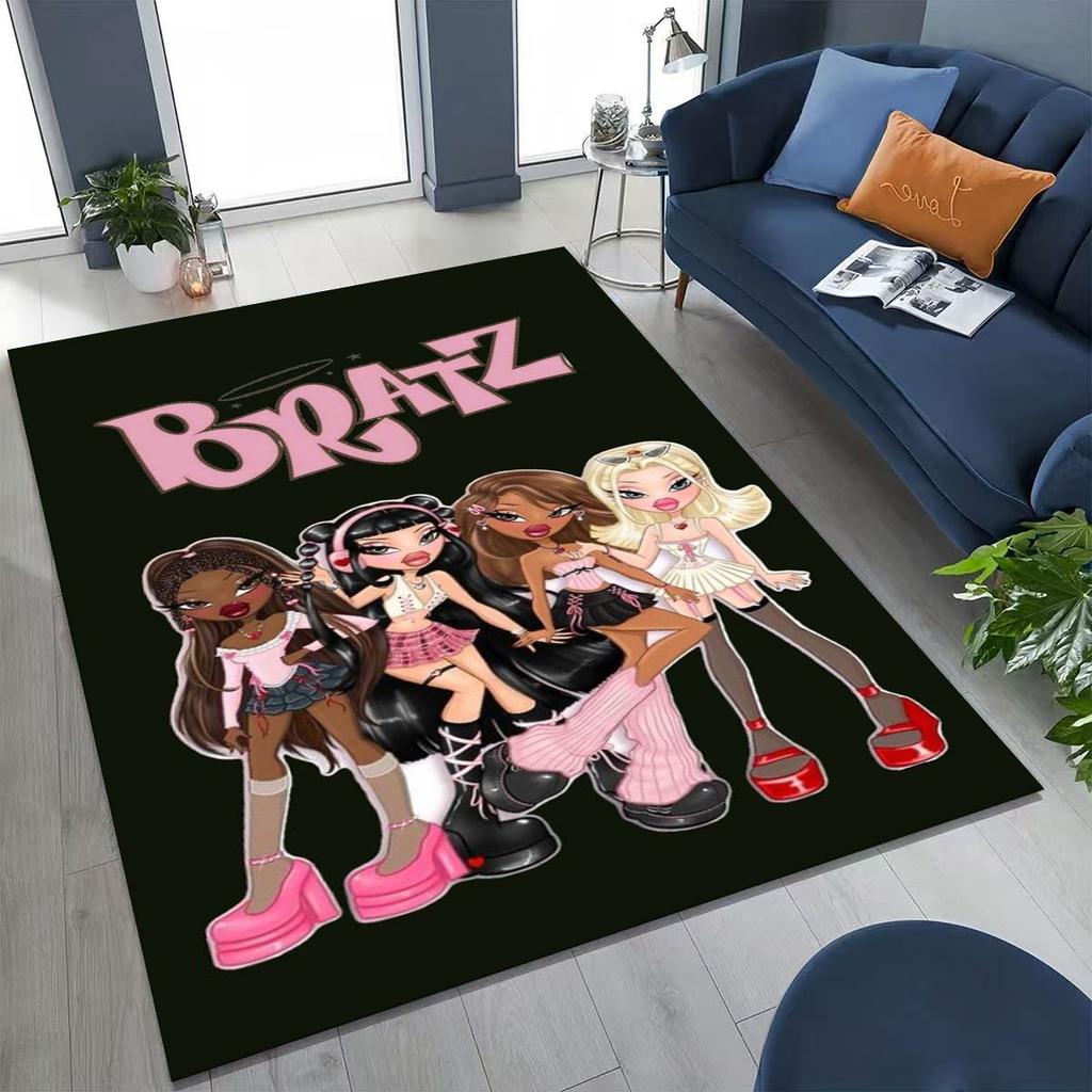 Fashion Girls Bratz Doll Cartoon Art Rug for Bedroom Living Room Sofa Home Doormat Decor,Large Kids Play Non-slip Floor Mat Gift