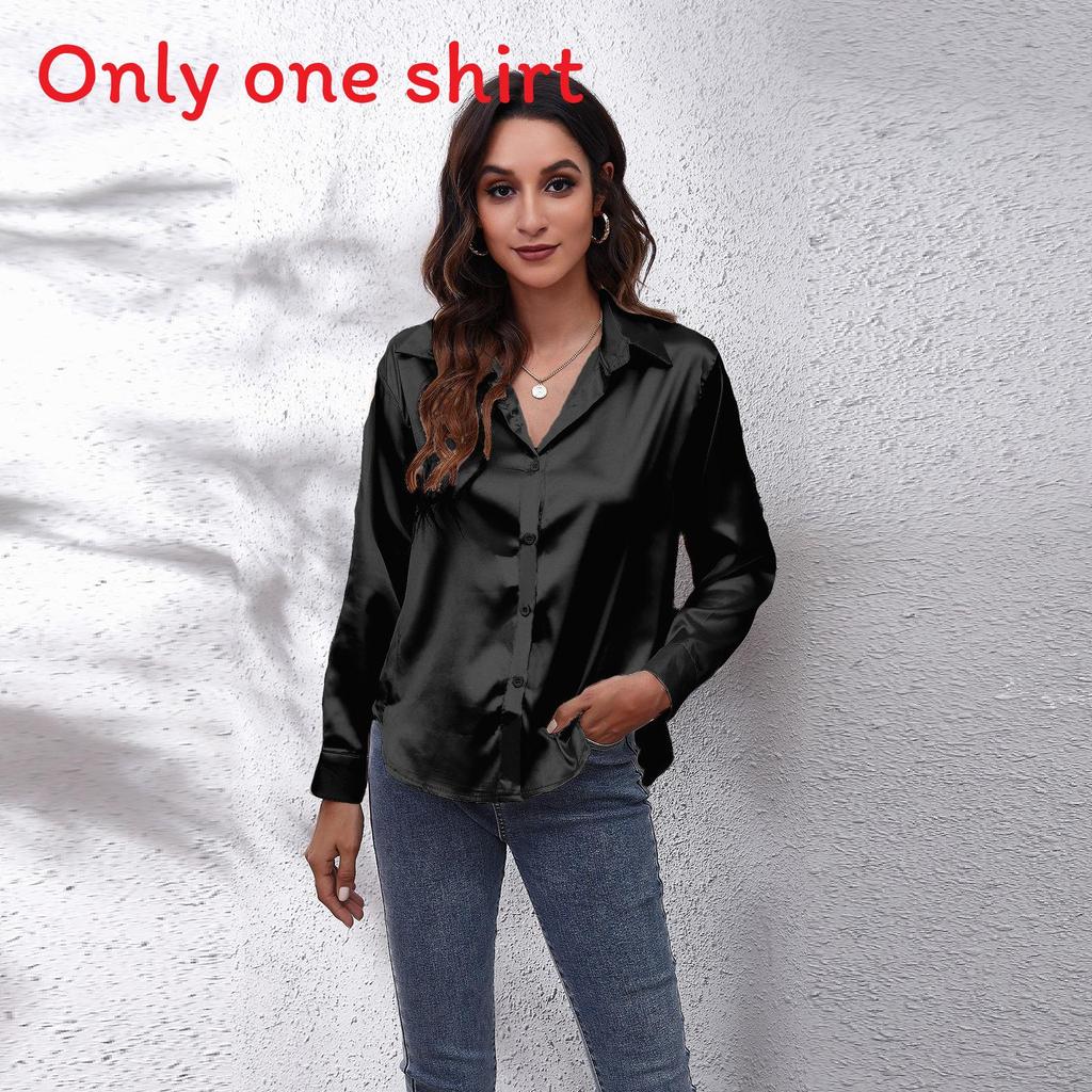 Satijnen Blouse Voor Dames Met Lange Mouwen En Knoopsluiting Voor Kantoor