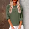 New cotton and linen women's shirts European and American loose casual V-neck button-up tops women's clothing