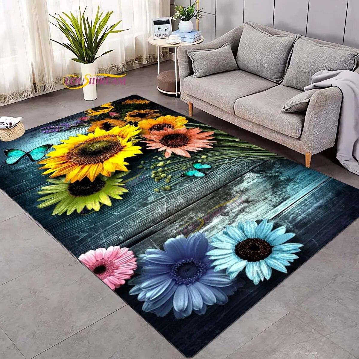 3D ковер с цветами и бабочками, большие коврики, красочный ковер с бабочкой и подсолнухом для гостиной, спальни, игровой комнаты, домашний декор 40cm x 60cm