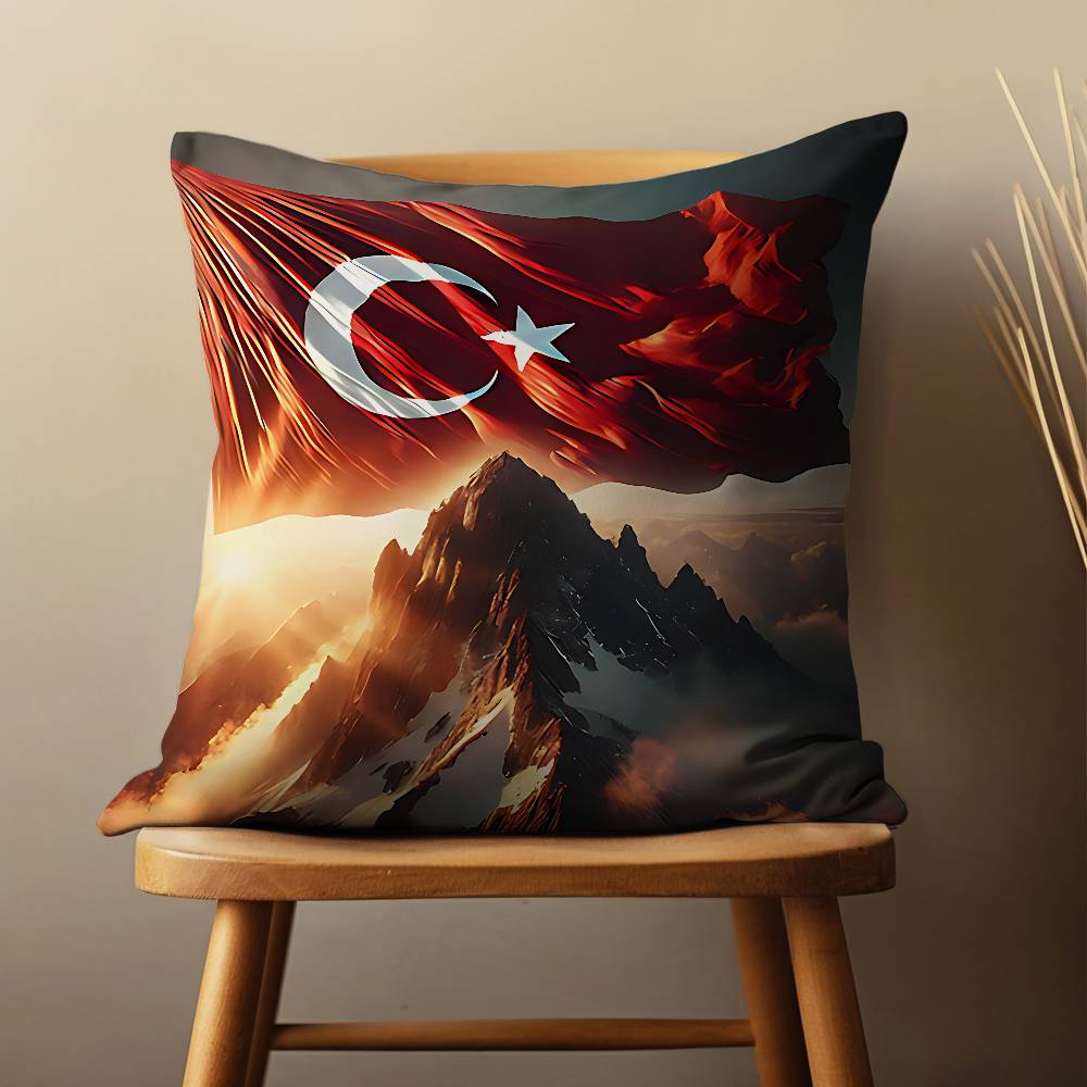 Art Turkish Flag Throw Pillow Case Living Room Sofa Cushion Cover For Home Bedroom Decoration And Protector