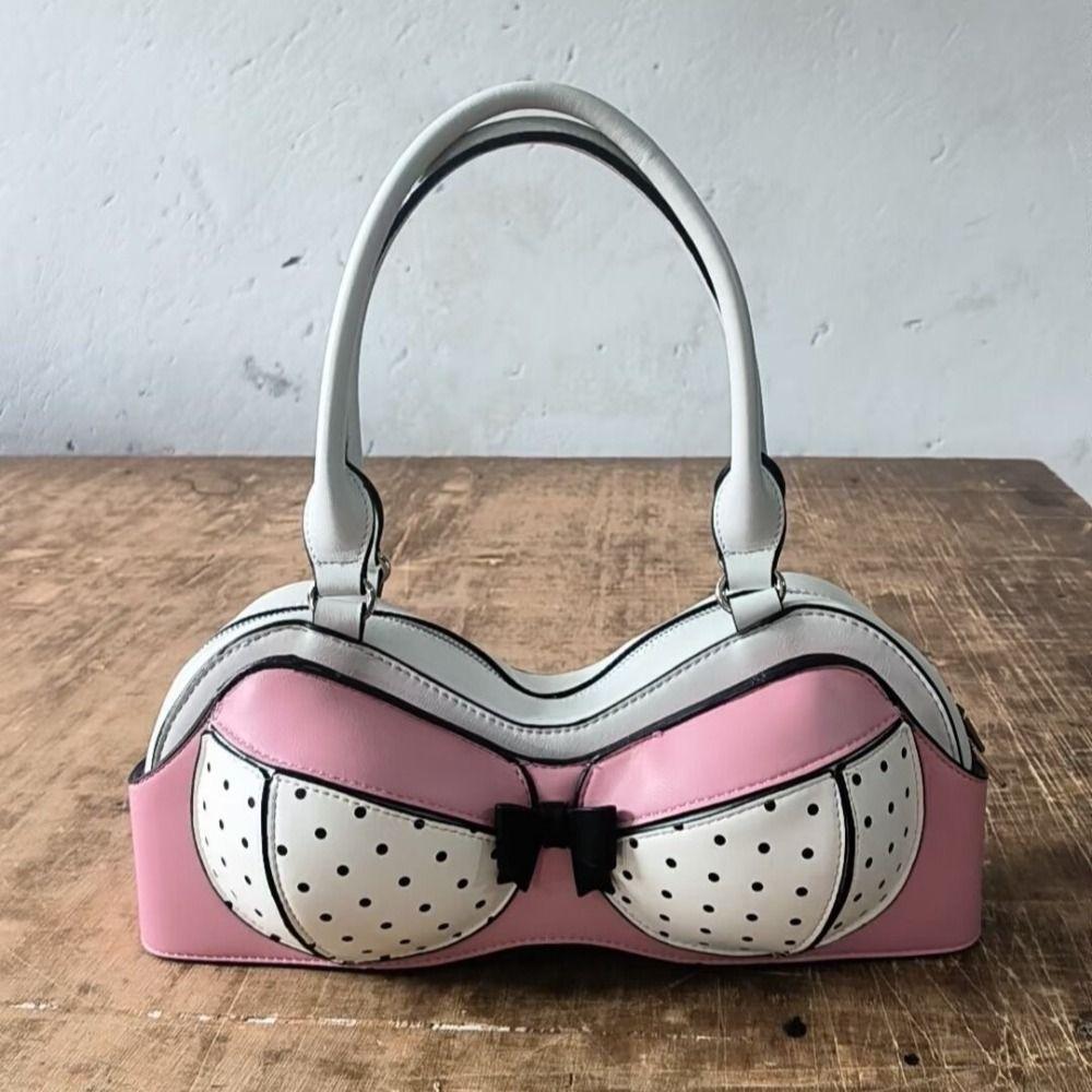 Bra Shape Pink Bikini Handbag Korean Style Underarm Bag Casual Printing Handbag  Ladies