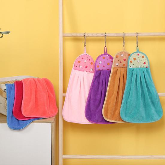 Hanging Towel for Hand Drying Cleaning Towel with Hanging Ring Absorbent Towel for Bathroom Kitchen Wiping