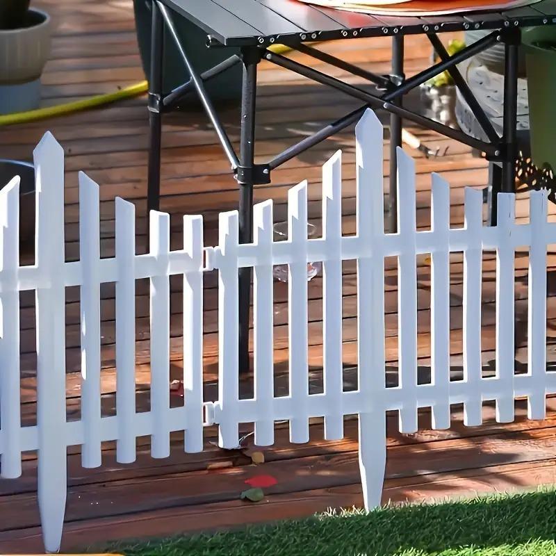 20 White Plastic Garden Fence Durable Weather-Resistant Lawn Flower Bed Border Easy Assembly Outdoor Landscape Stakes Yard Decor