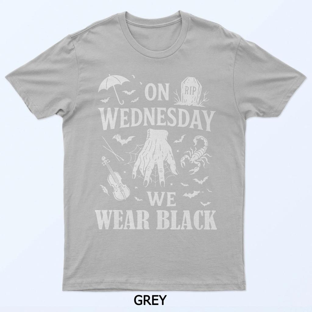 Zabawne Straszne Środowe Początki Nosimy Czarne Koszulki Halloween Wygodne i Miękkie Oddychające Modne Ubrania Męskie Męska Koszulka