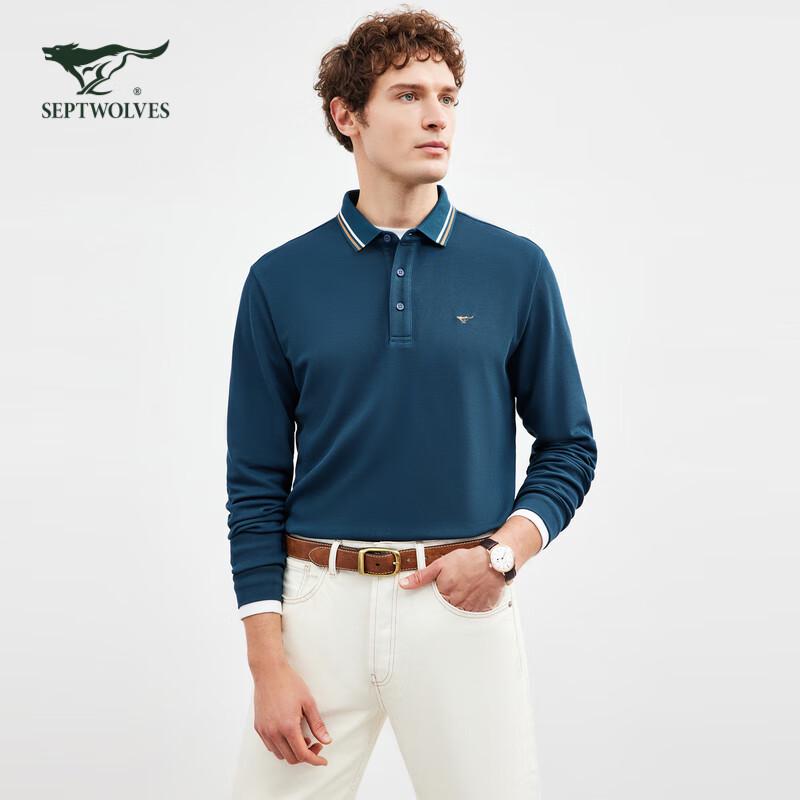 SEPTWOLVES Men's Warm Fleece Long Sleeve Polo Shirt