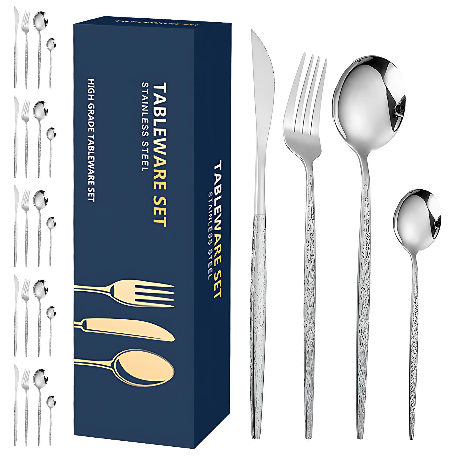 

Набор столовых приборов из 24 предметов для 4 наборов столовых приборов из нержавеющей стали. Набор столовых приборов включает вилки, ножи. 24pcs set серебряный