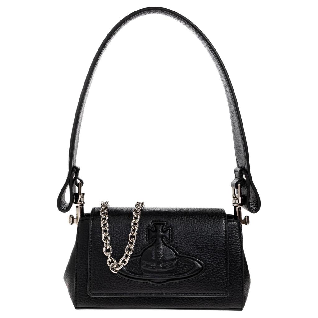 VIVIENNE WESTWOOD Hazel Logo Embossed PU Crossbody Shoulder Bag Small Women Bags Black 4603000XWS000DN403