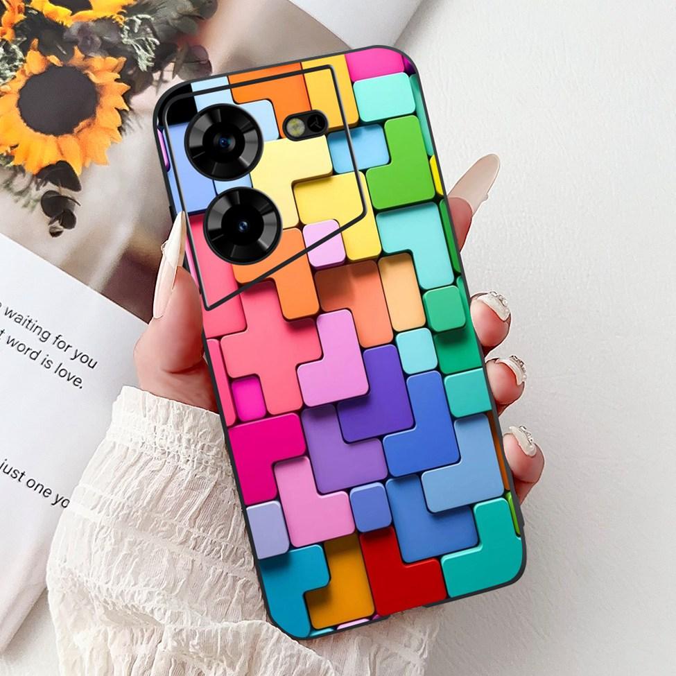 Cover For Tecno Pova 5 Case LH7n Silicone Cute Cat Fashion Flowers Luxury Painted Casing For Techno Pova 5 Phone Case Bumper