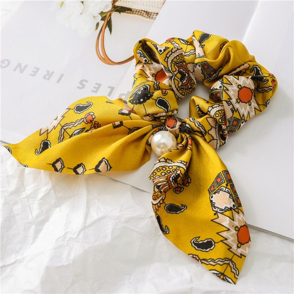 Bowknot Hair Tie Chiffon Pearl Headwear Fashion Hair Accessories