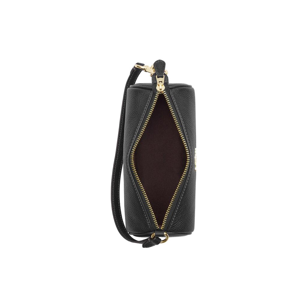 Coach Borsa a mano Nolita 19 con logo in metallo solido, pelle martellata, piccola, da donna, nera CP474-IMBLK
