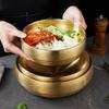 Korean Style Gold Double-layer 304 Stainless Steel Rice Bowl for Children's Meals Commercial Cuisine Kimchi Soup Bowl