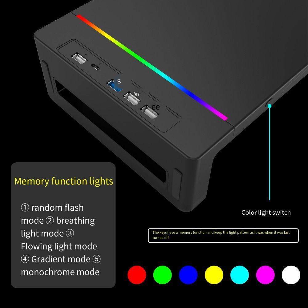 RGB Lights Computer Display Stand Foldable Notebook Elevating Bracket Desktop