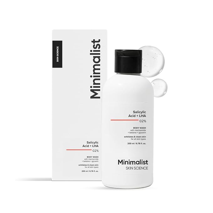 

Minimalist 2% Salicylic Acid + LHA Body Wash Shower gel 200 ml |For Body Acne, Un-even, Rough & Bumpy Skin | Women & Men 200 ML