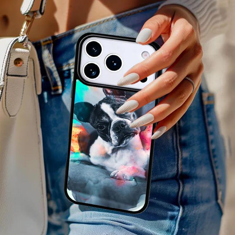 Boston Terrier Dog Soft Phone Case For iPhone 17 Air 14 15 13 12 Max Cover For Apple 14 15 16 16e 11 Pro Max Plus Coque