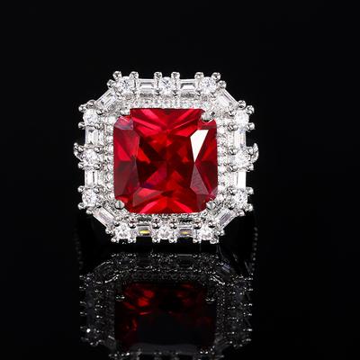 Hot Selling Red Corundum Zircon Ring Shiny AAA High-quality Boutique Jewelry To Attend Wedding Party Events Anniversary Gifts