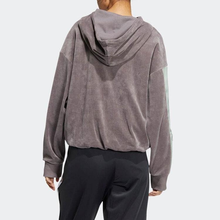 Adidas Originals Trifoil Logo Stripe Print Hoodie Femei Topuri Gri Roz IC8139