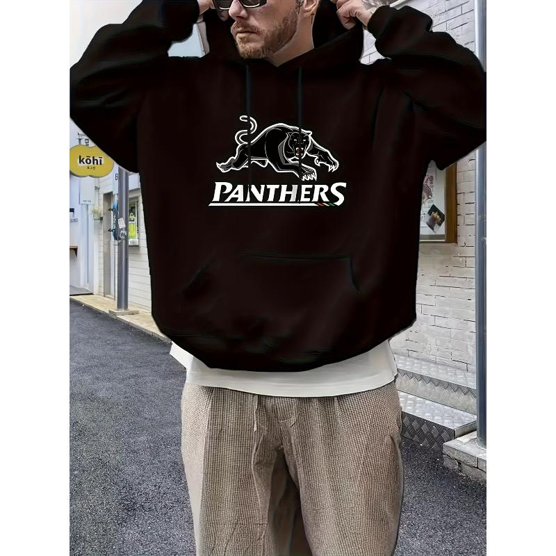 Casual Hoodie Sweatshirt, Loose Fit, Polyester Warm Pullover Hooded Sweatshirt with Ribbed Cuffs and Hem XXL чёрный