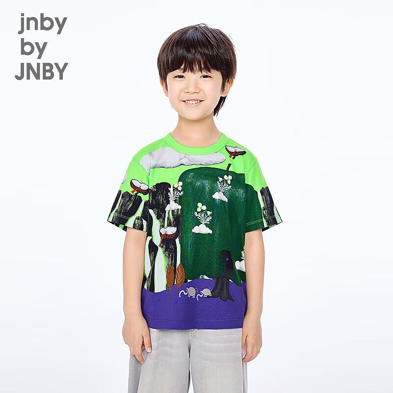 JNBY Детская унисекс хлопковая футболка с коротким рукавом 160
