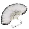 Ancient Style Feather and Lace Cheongsam Fan - Retro Chinese Hanfu Dance Accessory.