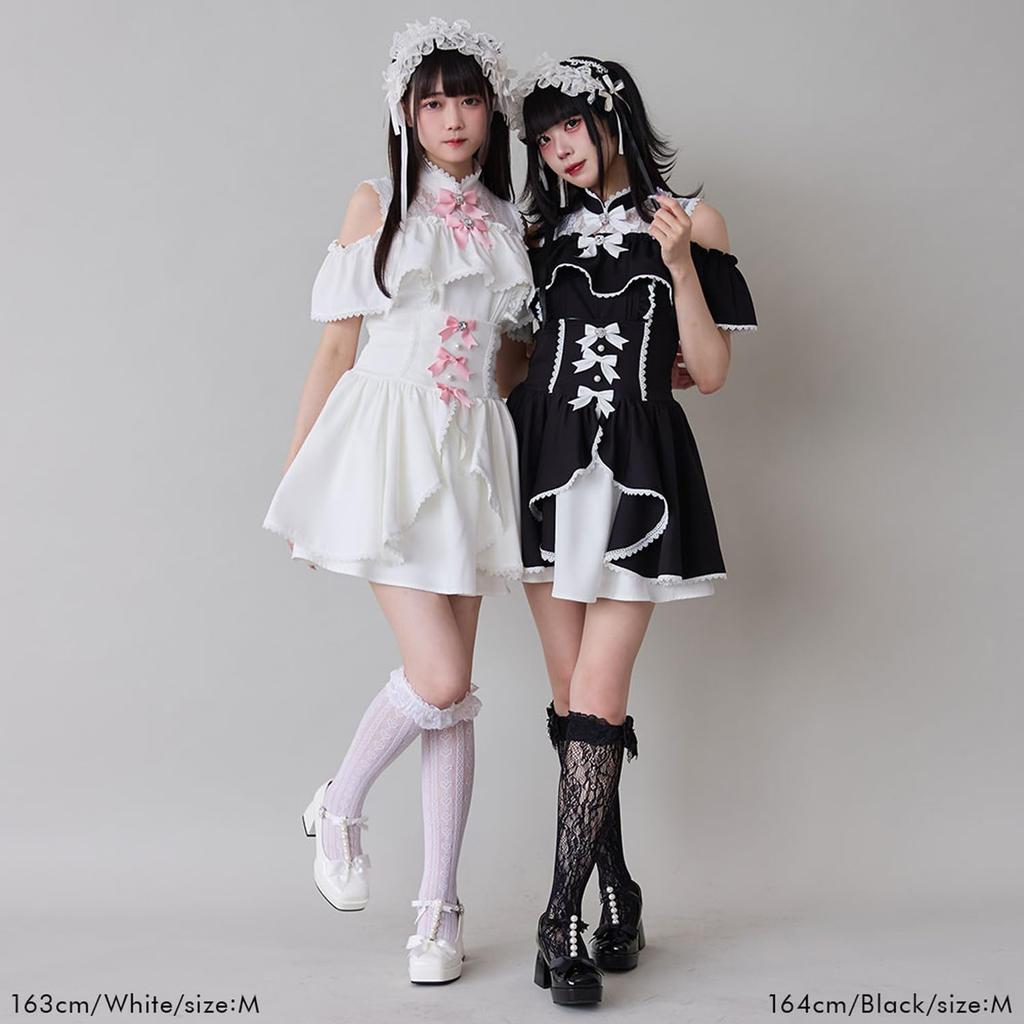 Yumetenbou Landmine Clothing Dear My Love Women's Front Ruffle Corset Skirt, Light Gray, 534581