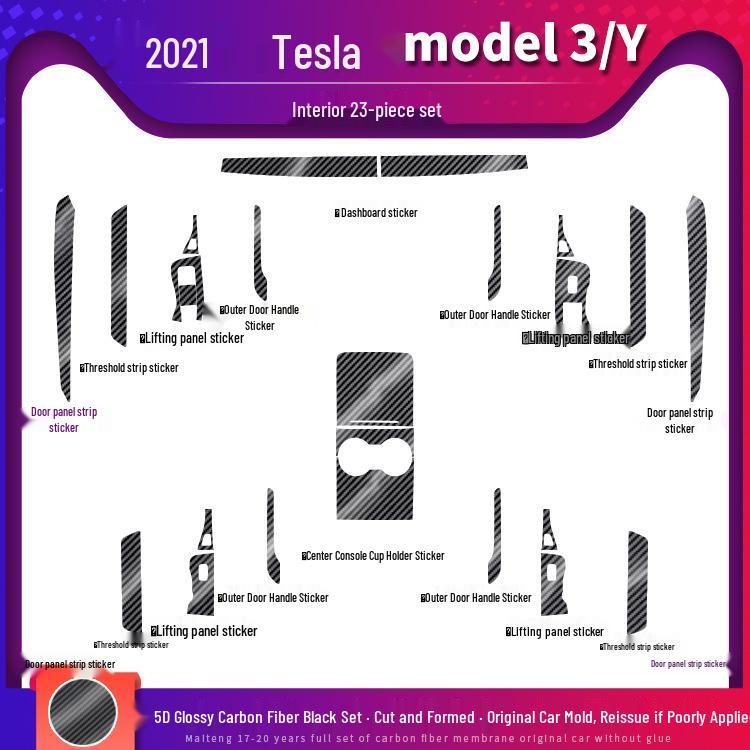 Carbon Fiber Anti-Kick Film for Tesla Model 3/Y (2021) Center Console Interior