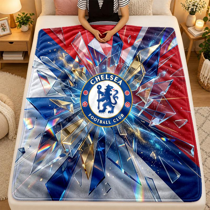 Flannel BlanketChelsea FC Warm Soft Throw Blanket for Indoor Sofa Bed Living Room Use