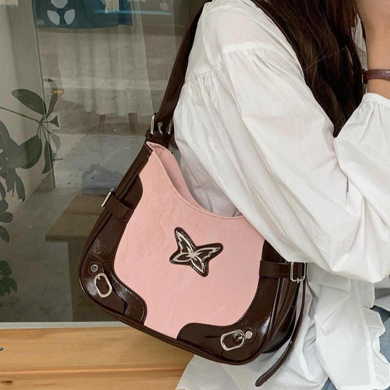 New Butterfly Contrasting Rivet Locomotive Armpit Bag Fashionable Texture Shoulder Messenger Bag
