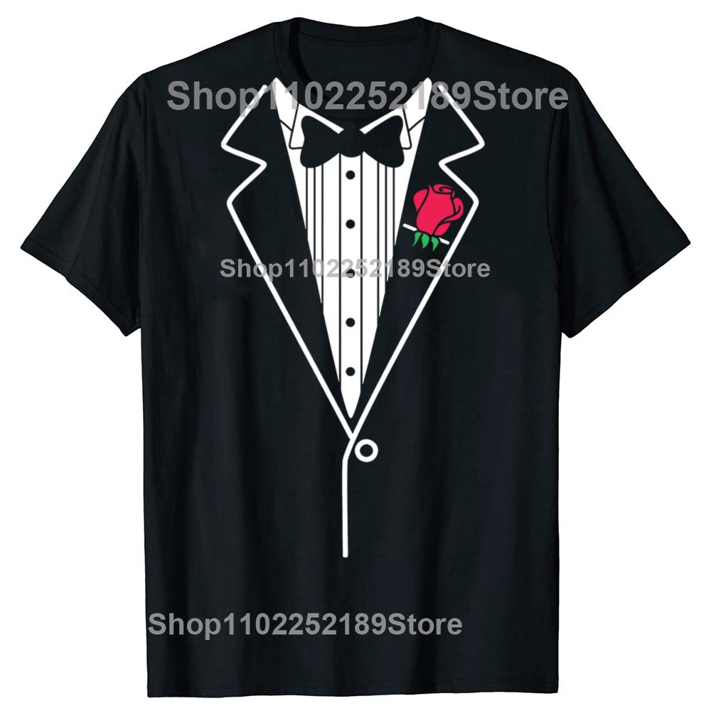 Funny Tuxedo with Bowtie Graphic Tshirts Unisex Womens Fashion Casual Tshirt 100 Cotton Loose Oversized Humor T Shirt