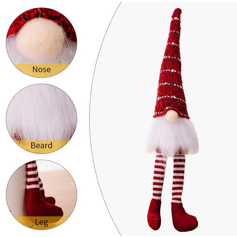 Christmas Decorations Striped Knitted Hat Rudolph Reindeer Hanging Legs Faceless Doll Dwarf Figurine for Home Holiday Decor