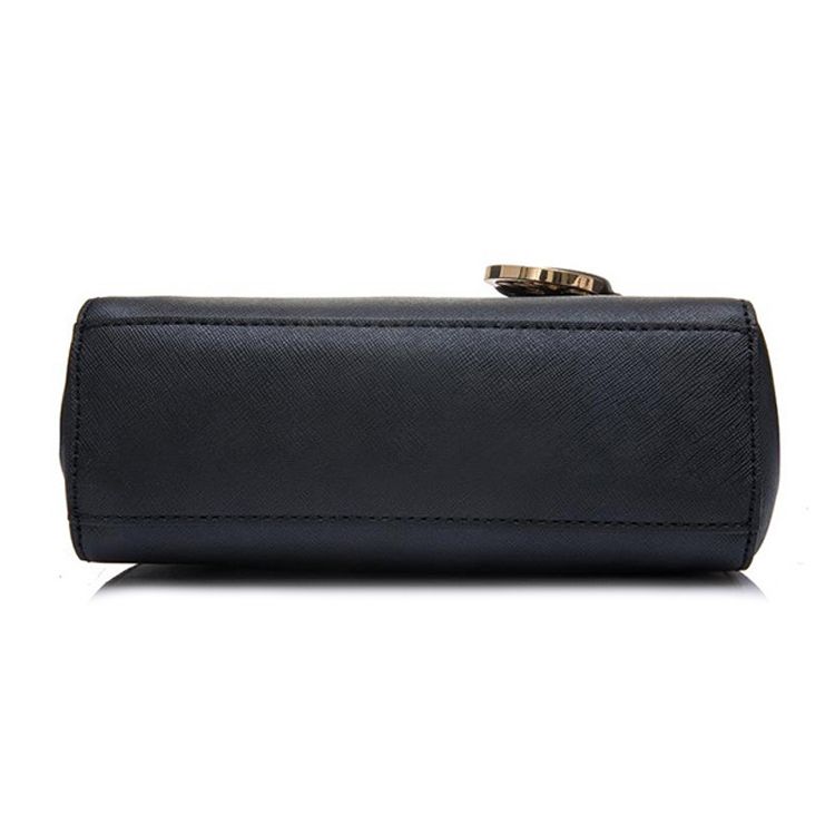 Michael Kors Mk Ava Vintage Zlaté Logo Detailní Bohatá Hovězí Kůže Ramenní Crossbody Tote Taška Dámské Kabelky Černá 32F5GAVC1L-001