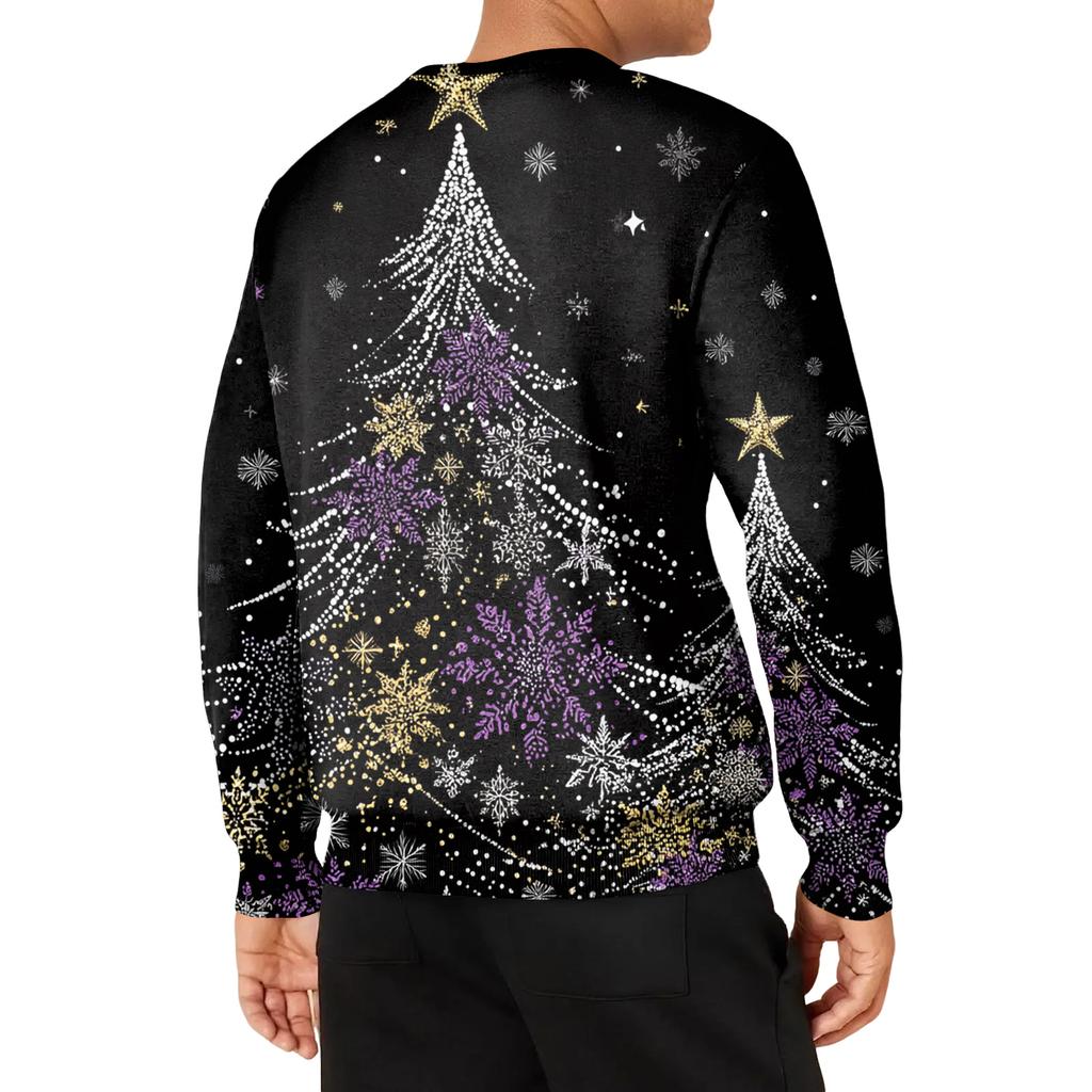 Men's Casual Fashion Printed Round Neck Pullover Sweatshirt